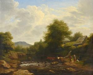 HUTCHINS ROGERS Philip 1794-1853,River landscape with drovers and cattle,Tennant's GB 2022-11-12