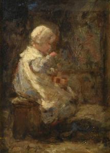 HUTCHINSON Robert Gemmell,An apple a day - young child seated in an interior,Tennant's 2022-07-16