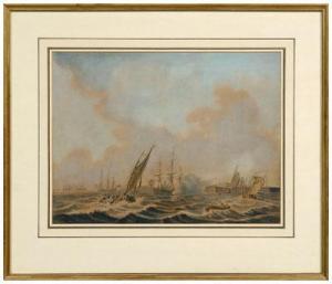 HUTCHINSON Samuel 1700-1800,Dutch
ships engaging a fort,Brunk Auctions US 2009-09-12
