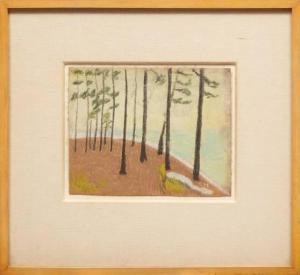 HUTSON Charles Woodward 1840-1936,Tall Pines at Water's Edge,Neal Auction Company US 2022-03-09