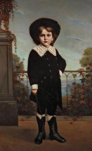 HUTTARY Josef 1842-1890,Kinderportrait Mädchen mit Pelzmütze,1882,Mehlis DE 2016-11-17