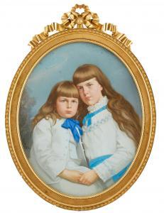 HUTTARY Josef,Porträtt föreställande Maud och Eric von Rosen som,Uppsala Auction 2020-08-18