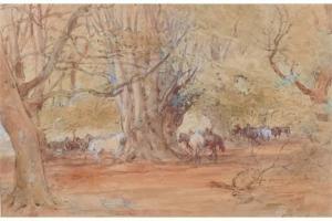 HUTTULA Richard C 1866-1887,Horses by an Oak Tree,1875,John Nicholson GB 2015-10-28