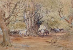HUTTULA Richard C 1866-1887,Horses Grazing in a Forest,1875,John Nicholson GB 2018-01-31