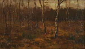 HUYGENS Léon 1876-1918,Paysage aux bouleaux,Brussels Art Auction BE 2021-10-26