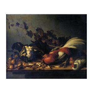HUYS Balthasar,a still life of a cockerel and chicks on a ledge s,1645,Sotheby's 2005-05-17
