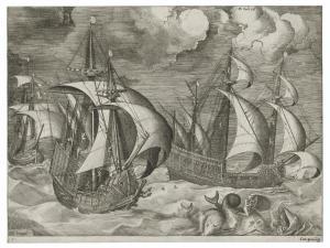 HUYS Frans 1522-1562,Three Caravels in a rising Squall with Arion on a ,Christie's GB 2021-12-09