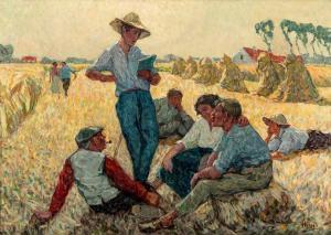 HUYS Modest 1874-1932,The lecture of the harvest,1927,De Vuyst BE 2024-03-02