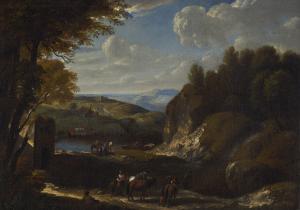 HUYSMANS Cornelis 1648-1727,Südliche Landschaft mit einem kleinen See,Neumeister DE 2007-12-05