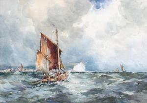 HYAMS William 1878-1952,Fishing boats off a coastline,Tennant's GB 2024-04-05