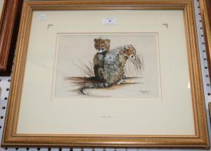 HYDE Dorothy,Study of Two Cheetah Cubs,Tooveys Auction GB 2011-10-05