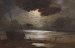 HYDE POWNALL George 1876-1932,Fisherfolk along the shore under moonlight,Gorringes GB 2023-01-23