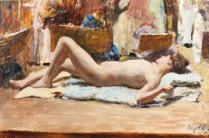 HYDE William Henry 1858-1943,Nude Model Lying on an Artist's Studio Floor,John Nicholson 2020-09-25