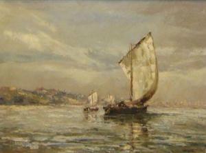 HYDE William Henry 1858-1943,Sailing Boats off a Coast,Keys GB 2010-08-06