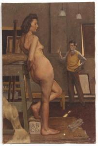 HYDER FRANK 1951,Artist in his studio painting a female nude,1949,Keys GB 2017-02-08