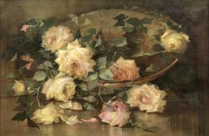 HYER Florine 1868-1936,Still life of roses in a basket,John Moran Auctioneers US 2016-10-25