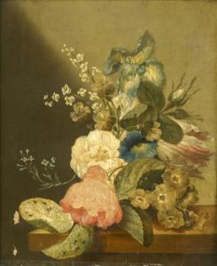 HYSUM Jan Van 1682-1749,Iris, convolvulus and other flowers on a stone led,Dreweatt-Neate 2009-02-18