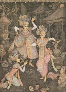 I MADE SUTAMA 1968,Three Arja Dancers,Borobudur ID 2010-08-29