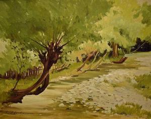 IACOBESCU ionel 1903-1968,Sălcii pe malul râului / Willows on the river shore,GoldArt RO 2017-04-26