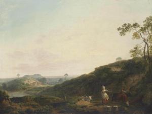 IBBETSON Julius Caesar,A wooded landscape with peasants and cattle on a t,Christie's 2012-05-04