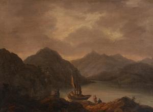 IBBETSON Julius Caesar 1759-1817,Landscape with a sailboat on a lake,Sotheby's GB 2023-10-06