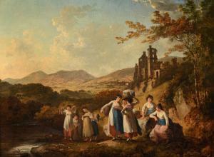 IBBETSON Julius Caesar 1759-1817,ROSLYN CASTLE WITH FIGURES IN THE FOREGROUND,Dreweatts 2023-10-18