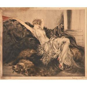 ICART Louis 1888-1950,woman on a bear skin rug,Rago Arts and Auction Center US 2014-04-25