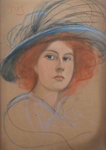 ICHNOWSKI Michal 1857-1915,Kobieta w kapeluszu,Sopocki Dom Aukcjny PL 2023-08-05