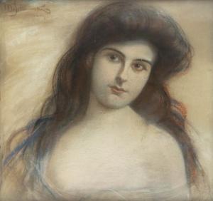 ICHNOWSKI Michal 1857-1915,Portret młodej kobiety,1909,Sopocki Dom Aukcjny PL 2023-05-17