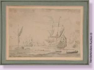 IDSERTS Pieter 1705-1780,Navires de guerre sur le fleuve Y,VanDerKindere BE 2009-12-08