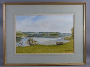 IEUAN WILLIAMS,peaceful Menai Straits scene on the Beaumaris side,1988,Rogers Jones & Co 2018-01-30