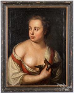 IHLE Johann Eberhard 1727-1814,woman with bird,1805,Pook & Pook US 2020-03-18