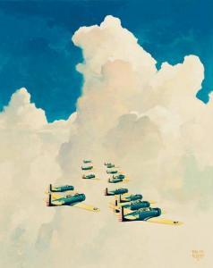 ILIGAN RALPH,Formation of Fighter Planes. Probable study for a ,1940,Swann Galleries 2021-01-28