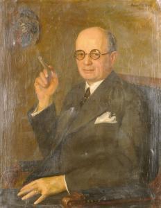 ILLES GYORGY Edvi 1911,Szivarozó férfi portréja,1936,Nagyhazi galeria HU 2008-03-01