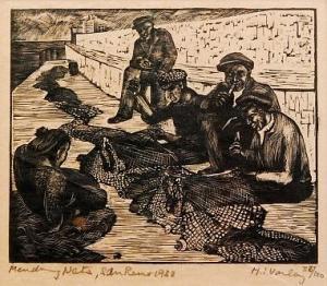 ILLINGWORTH VARLEY Mabel,Mending Nets, San Remo,1932,Fieldings Auctioneers Limited 2014-02-08