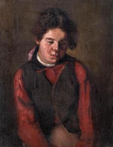 ILOSVAI VARGA Istvan 1895-1978,Girl in a red blouse, Kunhegyes,1924,Nagyhazi galeria HU 2023-12-12