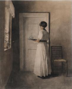ILSTED Peter Vilhelm 1861-1933,A young lady carrying a tray,1915,Bruun Rasmussen DK 2024-03-04