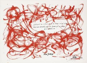 IMAI Hisashi 1929,Composition en rouge,1981,Ader FR 2010-10-15