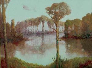 IMANDT Wihelminus Jean Frederic,Trees by a Pond,Larasati ID 2017-02-11