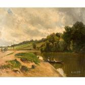 IMER Édouard Auguste 1820-1881,Sommerliche Flusslandschaft mit bäuerlicher Figure,Kaupp 2007-11-29