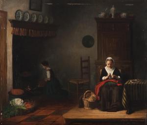 IMMERZEEL Anna 1817-1883,Mending clothes in the kitchen,Glerum NL 2011-12-05