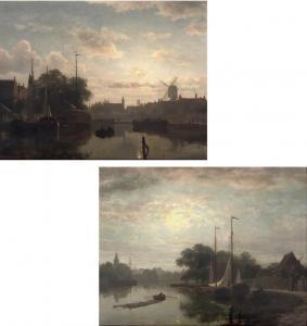 IMMERZEEL Christiaan 1808-1886,On the canal at dusk,Christie's GB 2010-04-13