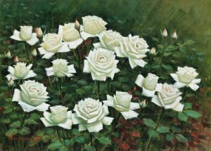 IN SOONG Kim 1911-2001,White Roses,1988,Seoul Auction KR 2023-06-27