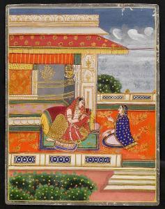 INDIAN SCHOOL,A PRINCESS AND COMPANION ON A TERRACE,Galerie Koller CH 2015-06-03