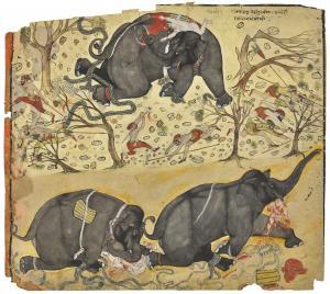 INDIAN SCHOOL,AN ELEPHANT RAMPAGE,Sotheby's GB 2017-10-24