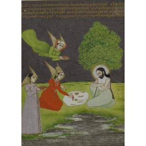 INDIAN SCHOOL,Celestial figures taking tea in a field beside a t,Dee, Atkinson & Harrison 2012-02-17