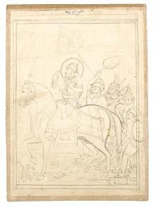 INDIAN SCHOOL,Guru Govind Singh, the tenth Sikh Guru, on horseba,1840-50,Bonhams GB 2011-04-05