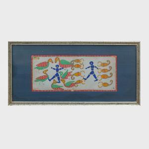 INDIAN SCHOOL,Two Figures Among Ducks and Scorpions,Stair Galleries US 2019-05-17