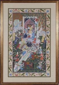 INDO PERSIAN SCHOOL,garden scene with figures at work and play,Charlton Hall US 2017-07-20