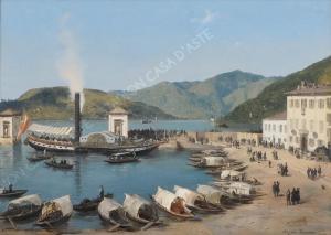 INGANNI Angelo 1807-1880,Veduta del porto di Como con il vapore,1998,Stadion IT 2023-10-16